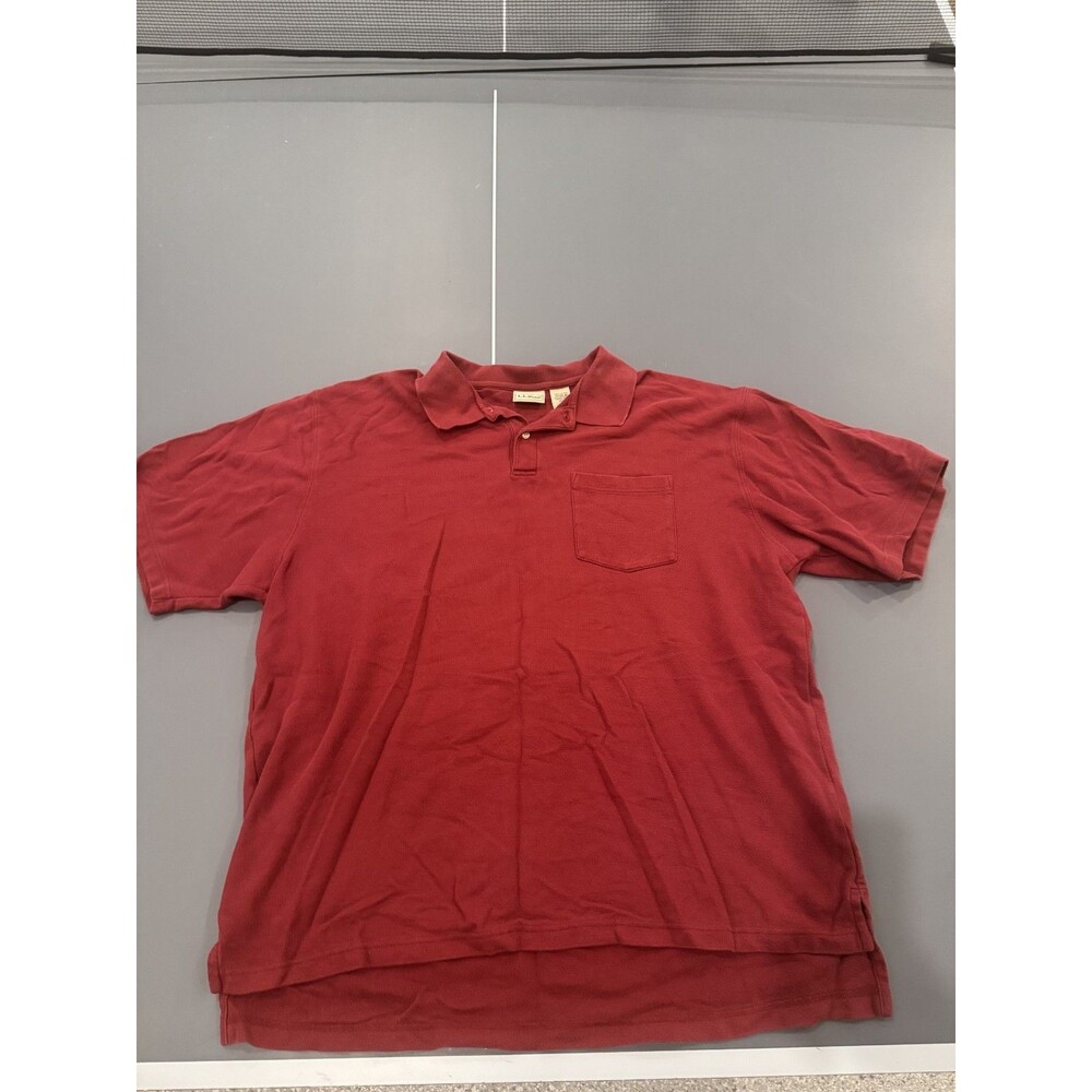 L.L.Bean Men's Polo Shirt XL Tall Red Short Sleeve Pocket Cotton